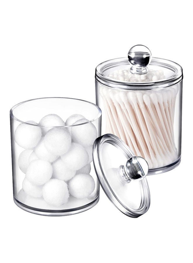 2-Piece Bathroom Canister Jars With Lids Clear 5.5x4.5x2.8inch