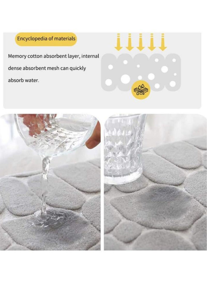 3-Pieces European Simple Style Toilet Floor Mat Suit Bathroom Carpet Set Polyester Fiber Gray