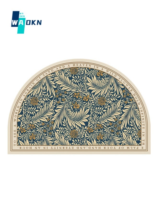 Semi-circular Bathroom Floor Mat, Natural Rubber Bottom Anti-slip Door Mat, Baroque Printed Carpet, Super Absorbent and Quick-drying Bathroom Mat, Suitable for Kitchen, Bathroom, Living Room, Bedroom