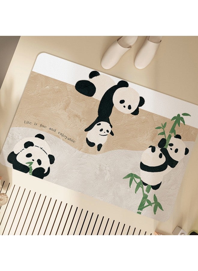 Cute Panda Diatom Mud Bathroom Mat, Quick-drying Non-slip Bathroom Carpet, Water-absorbing Black Technology for Instant Drying, Interesting Bathroom Decoration (45*70cm)
