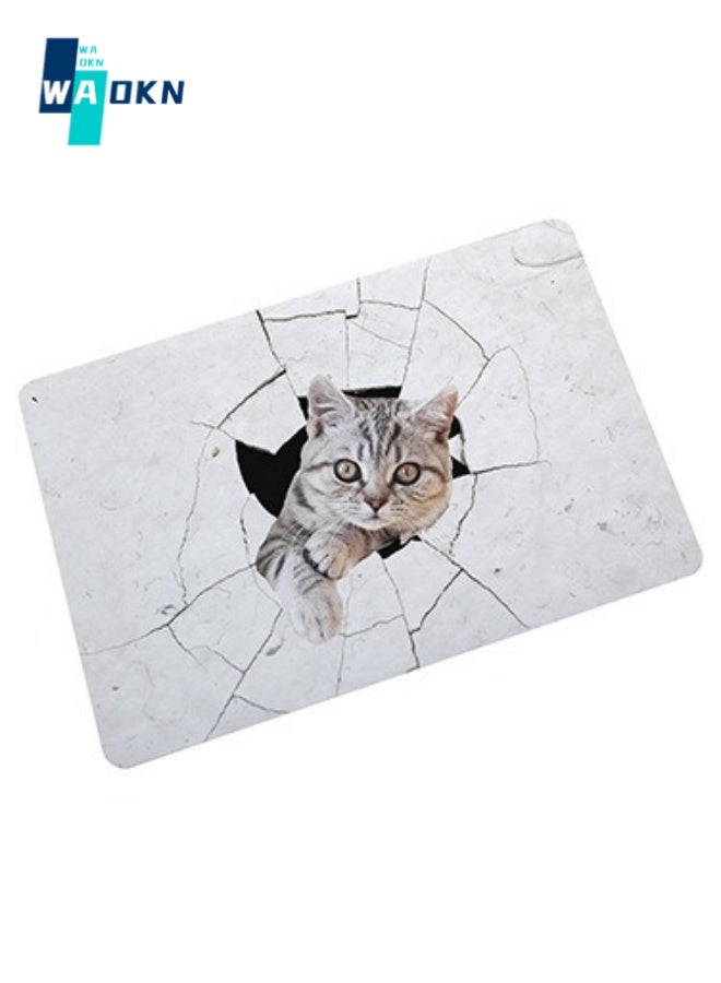 Natural Rubber Bath Mat 45cm x 75cm, Cat Non Slip Bath Mat, Quick Dry, Super Absorbent, Easy to Clean, Floor Mat, Door Mat for Bathroom, Toilet, Kitchen Entrance