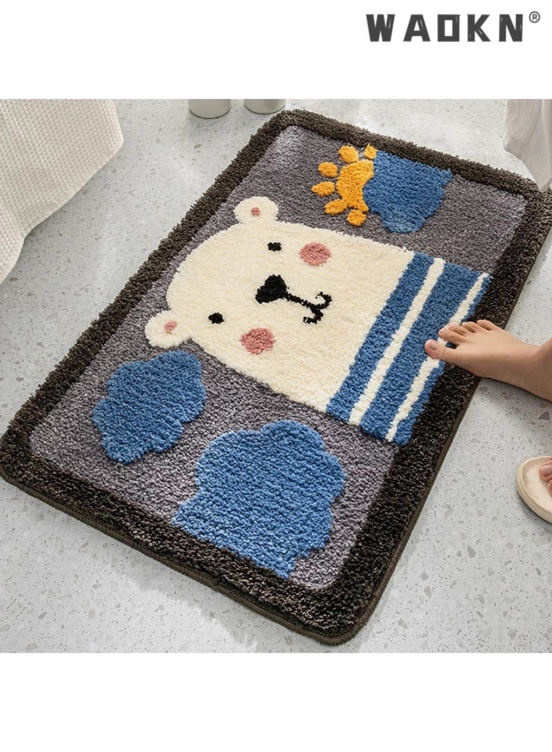 Bathroom Rug Ultra Soft Microfiber Bathroom Mats Extra Absorbent Bath Rugs Machine Washable/Dry, Non-Slip Bathroom Carpet for Tub Bathroom and Shower Anti-slip bath mat（50*80 cm）