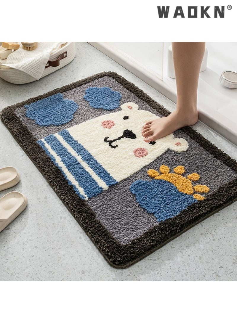 Bathroom Rug Ultra Soft Microfiber Bathroom Mats Extra Absorbent Bath Rugs Machine Washable/Dry, Non-Slip Bathroom Carpet for Tub Bathroom and Shower Anti-slip bath mat（50*80 cm）