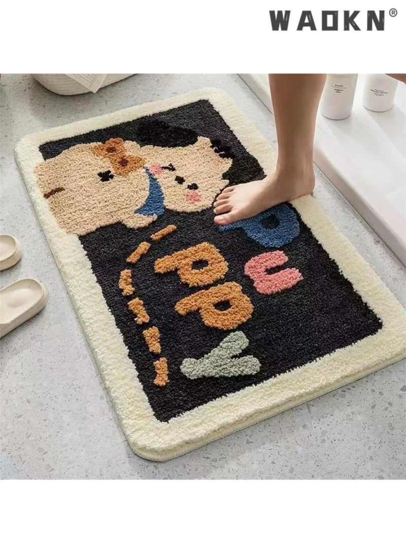 Bathroom Rug Ultra Soft Microfiber Bathroom Mats Extra Absorbent Bath Rugs Machine Washable/Dry, Non-Slip Bathroom Carpet for Tub Bathroom and Shower Anti-slip bath mat（50*80 cm）