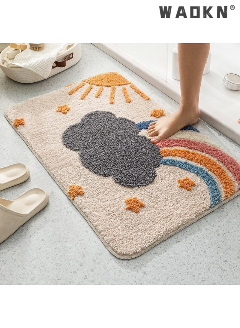 Bathroom Rug Ultra Soft Microfiber Bathroom Mats Extra Absorbent Bath Rugs Machine Washable/Dry, Non-Slip Bathroom Carpet for Tub Bathroom and Shower Anti-slip bath mat（50*80 cm）