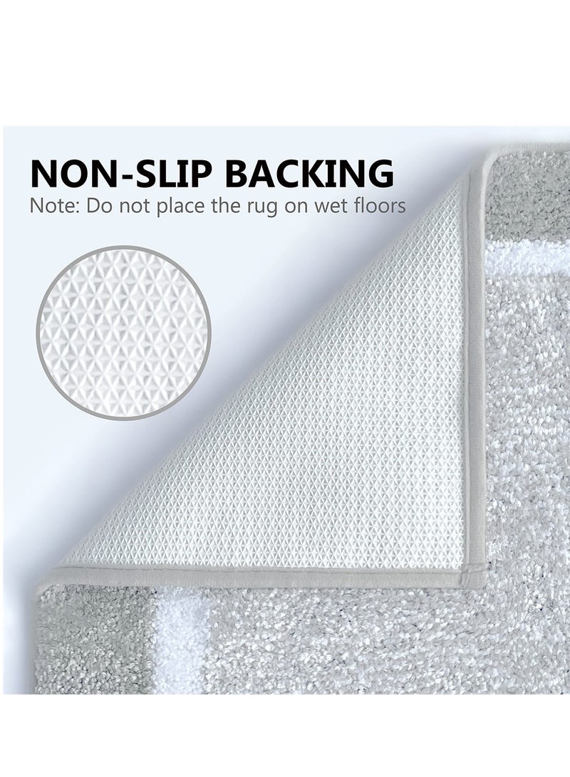 Non-Slip Bathroom Rug Mat Extra Soft Absorbent Premium Bath Rug Machine Washable Fluffy Microfiber Floor Mats for Bathroom Tub Sink Shower 17