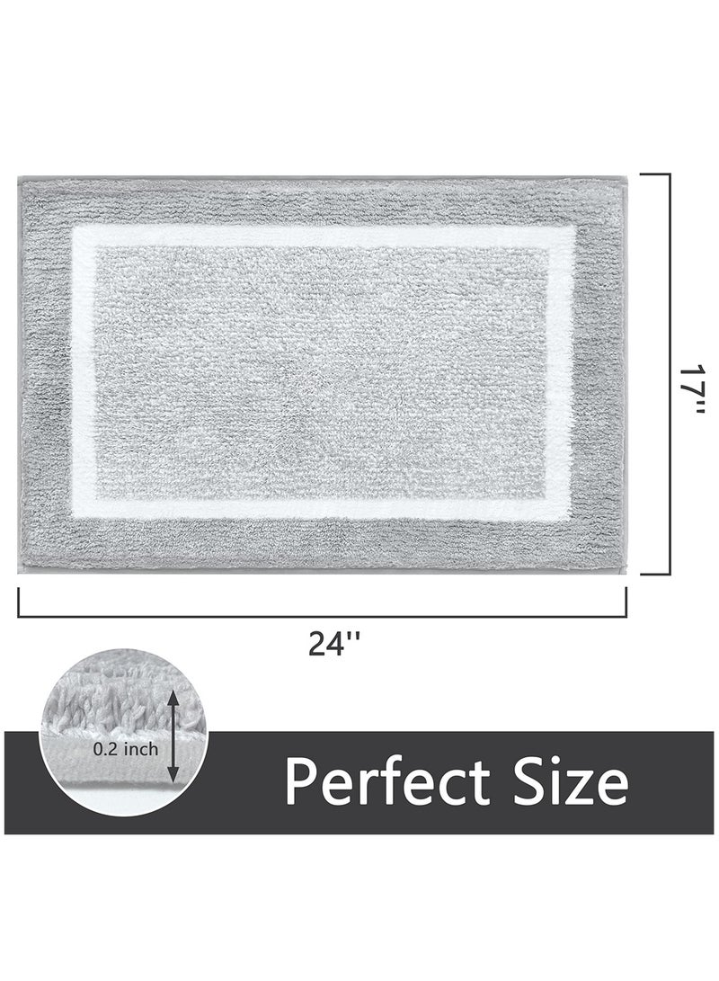 Non-Slip Bathroom Rug Mat Extra Soft Absorbent Premium Bath Rug Machine Washable Fluffy Microfiber Floor Mats for Bathroom Tub Sink Shower 17