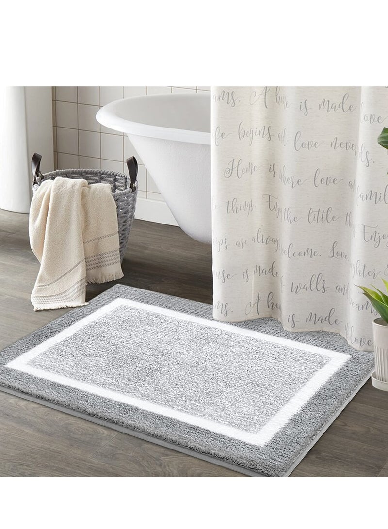 Non-Slip Bathroom Rug Mat Extra Soft Absorbent Premium Bath Rug Machine Washable Fluffy Microfiber Floor Mats for Bathroom Tub Sink Shower 17