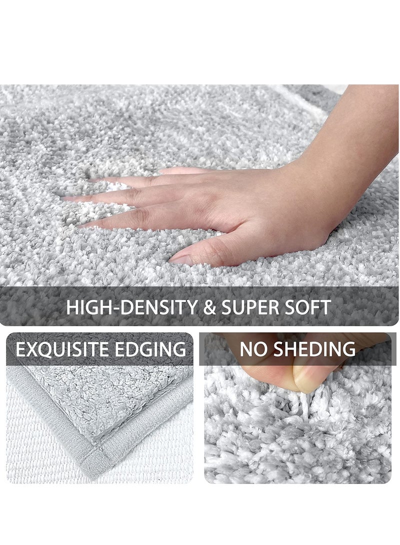 Non-Slip Bathroom Rug Mat Extra Soft Absorbent Premium Bath Rug Machine Washable Fluffy Microfiber Floor Mats for Bathroom Tub Sink Shower 17