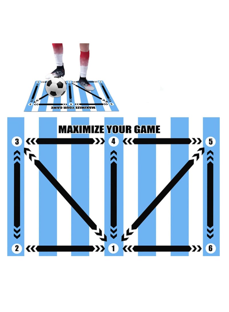 Football Footstep Training Mat 60x90cm ribble Silent Sport Mat Improve Ball Control and Agility Football Doormat Corner Field Training Mat Training Pace Ball Sport Mat for Kids and Adults