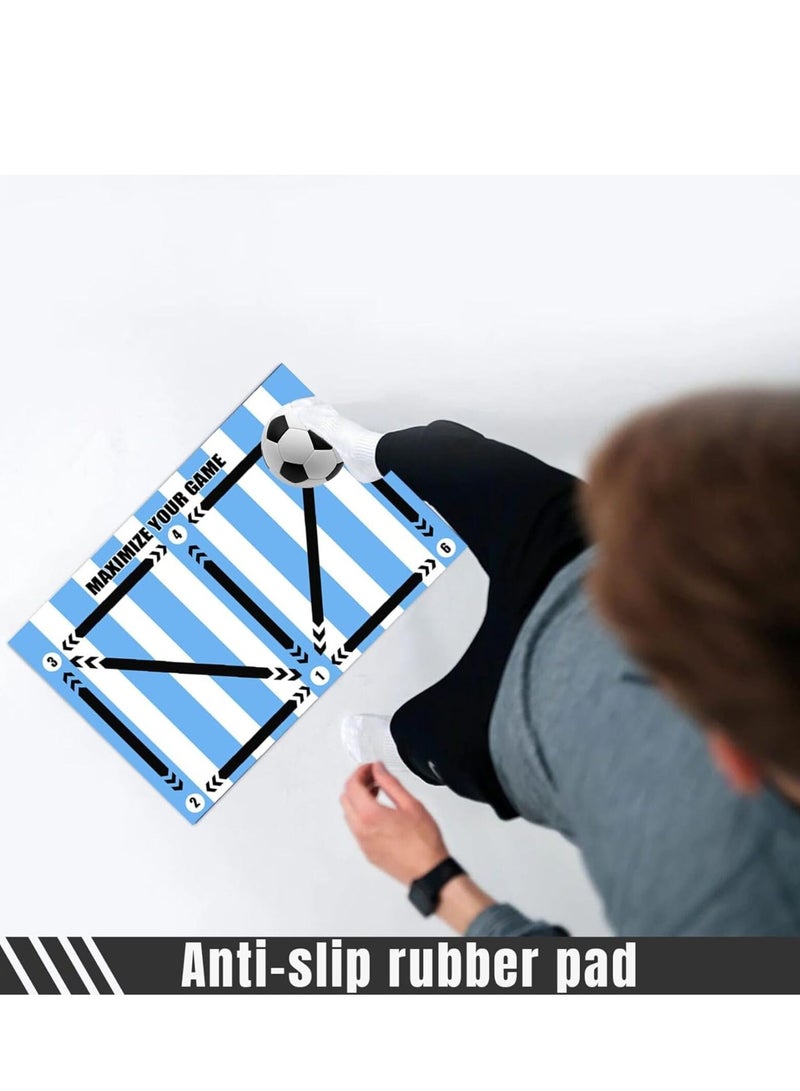 Football Footstep Training Mat 60x90cm ribble Silent Sport Mat Improve Ball Control and Agility Football Doormat Corner Field Training Mat Training Pace Ball Sport Mat for Kids and Adults