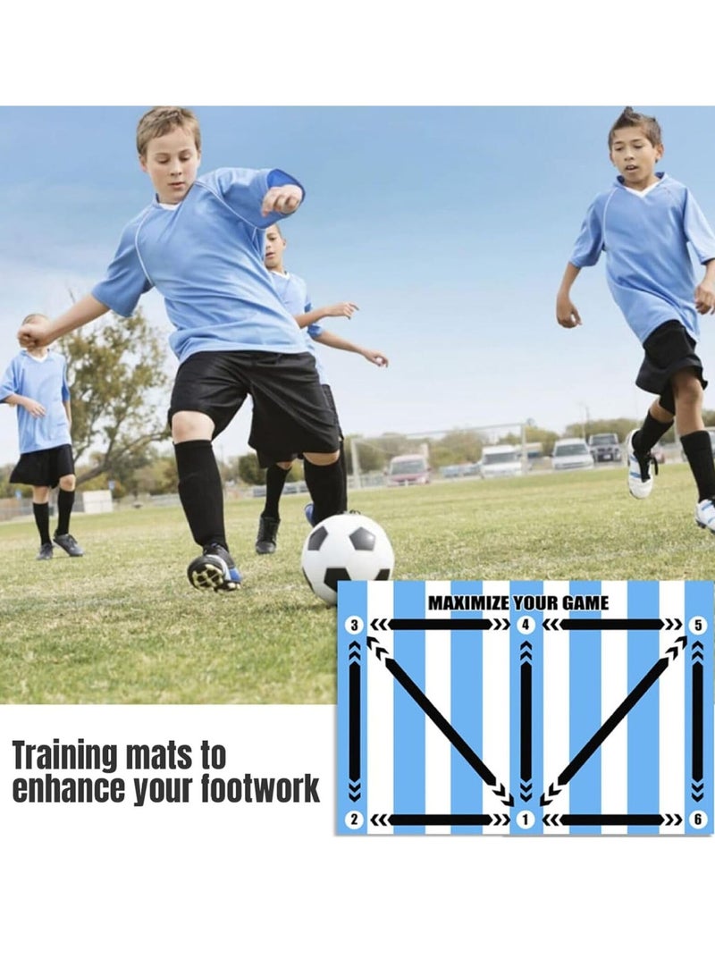 Football Footstep Training Mat 60x90cm ribble Silent Sport Mat Improve Ball Control and Agility Football Doormat Corner Field Training Mat Training Pace Ball Sport Mat for Kids and Adults