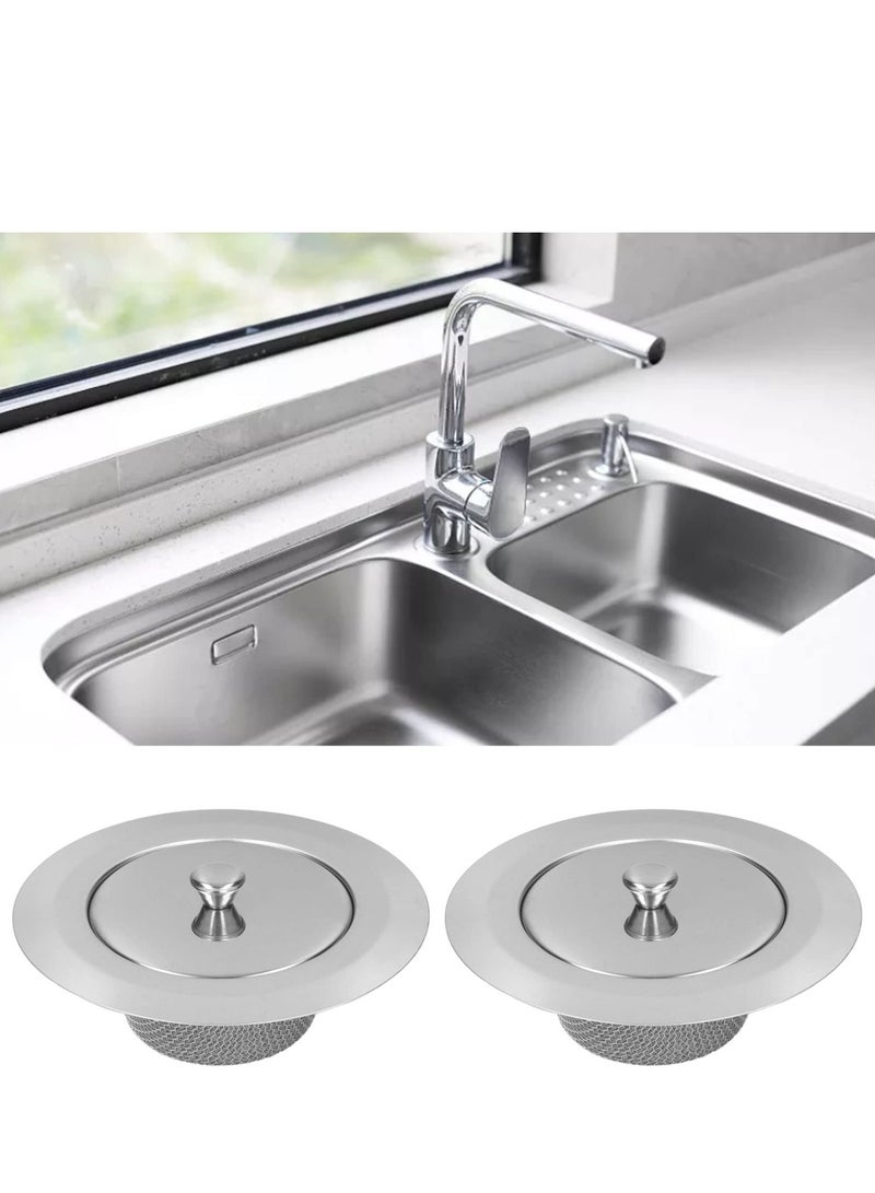Kitchen Sink Strainer, 2pcs Stainless Steel Sink Drain Strainer Sink Filter, for Kitchen Sinks Bathroom, Bathtub, Shower Drains, Disposal Waste