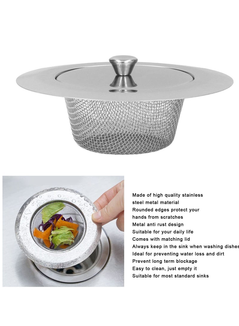 Kitchen Sink Strainer, 2pcs Stainless Steel Sink Drain Strainer Sink Filter, for Kitchen Sinks Bathroom, Bathtub, Shower Drains, Disposal Waste