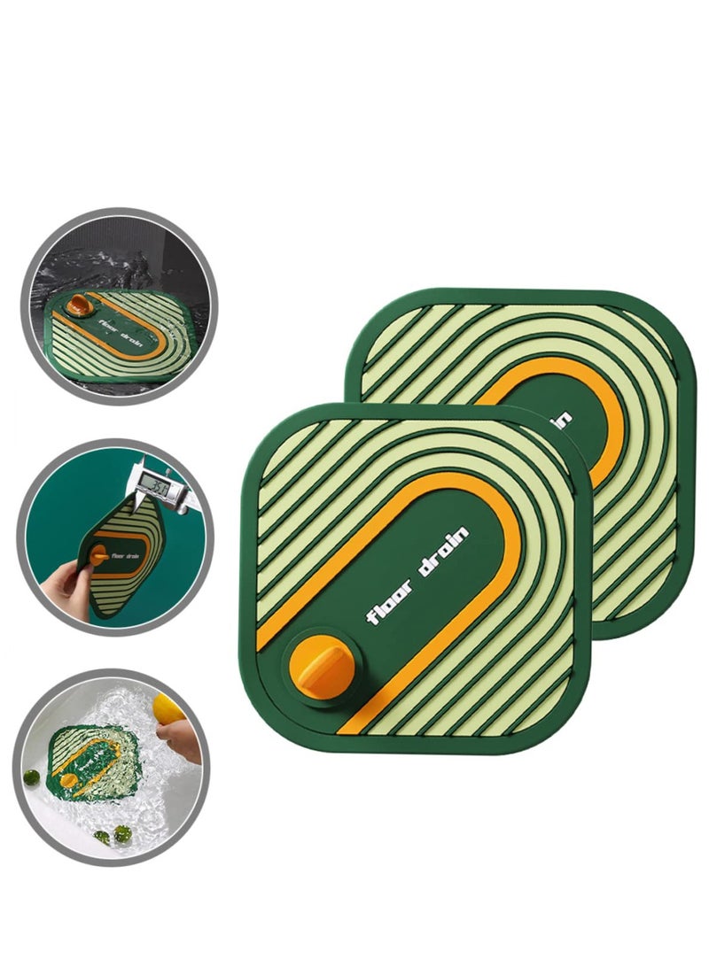 Anti Odor Mat Silicone Bathtub Stopper, Tub Stopper Silicone Floor Drain Anti-Odor Mat, for Kitchen Bathroom Laundry Shower Floor, 2 Pieces