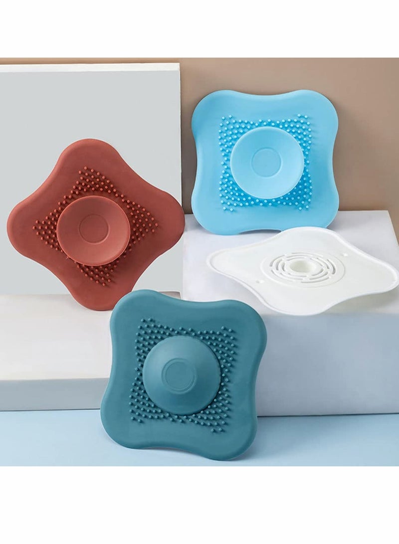 Floor Drain Cover Shower Drain Stopper Bathtub Drain Tub Stopper Cover Plug, Shower Drain Covers Bathroom Sink,Bathtub Drain Strainers，Laundry Sink Drain Stopper (4 PCS)