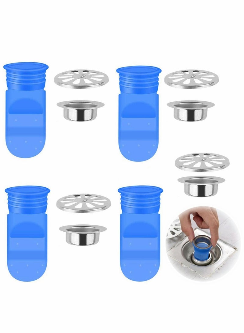 Drain Backflow Preventer, One Way Valve, 4 Pack Adjustable Silicone Drain Backflow Preventer, Sink Floor Drain Trap for Pipes Tubes in Toilet Bathroom Kitchen(37-41mm Hole,95mm Depth)