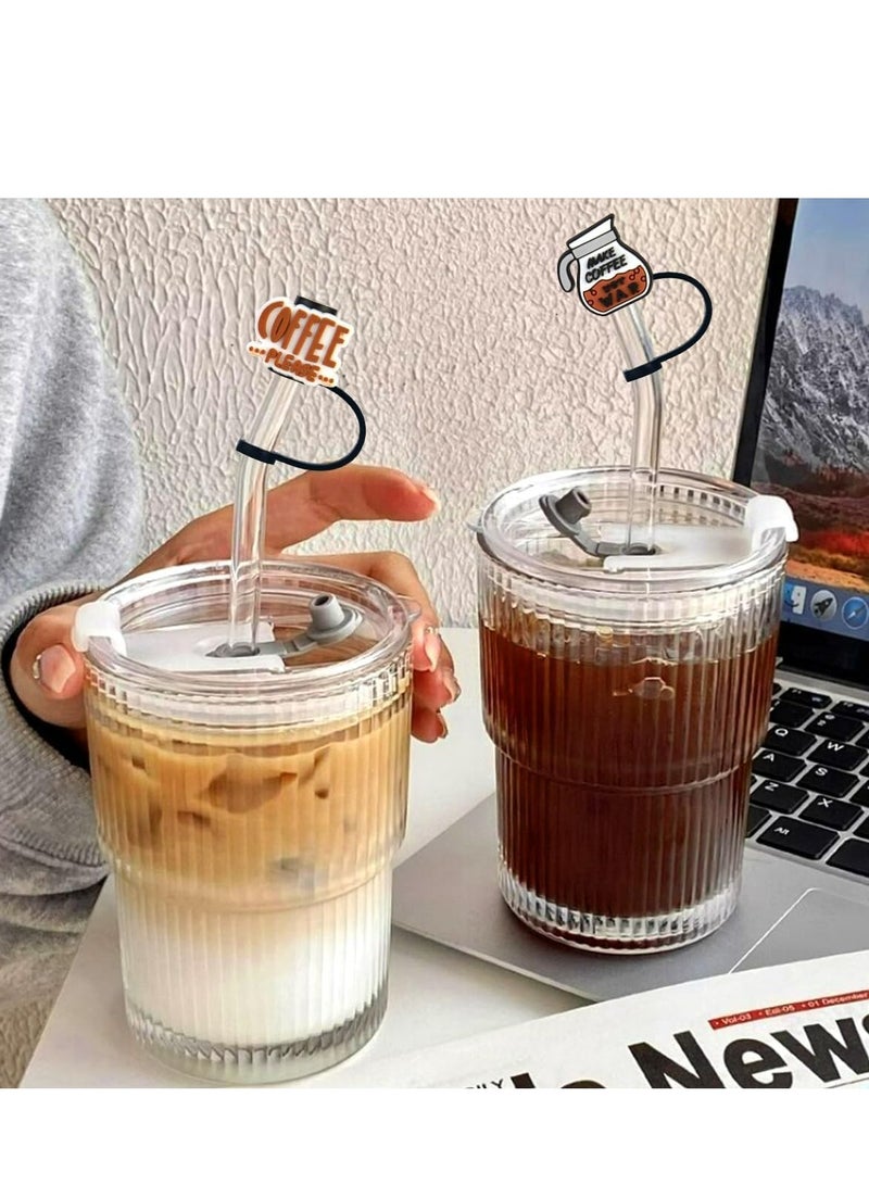 Coffee Theme Straw Covers, Decorative Straw Caps, Reusable Straw Toppers, Party Straw Accessories, Drink Straw Dust Cap, Universal Straw Sleeve, for Straws With a Diameter of 7-8mm 20Pcs