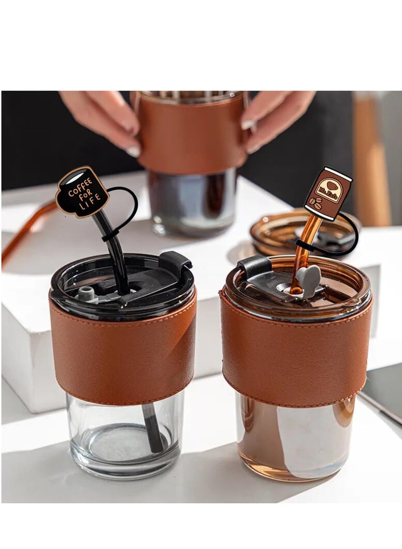 Coffee Theme Straw Covers, Decorative Straw Caps, Reusable Straw Toppers, Party Straw Accessories, Drink Straw Dust Cap, Universal Straw Sleeve, for Straws With a Diameter of 7-8mm 20Pcs