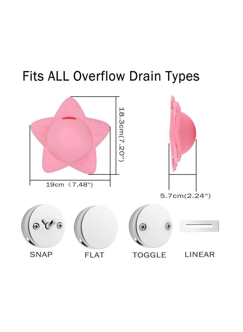 Bath Tub Overflow Drain Cover, Silicone Tub Overflow Drain Cover, Overflow Bath Drain Cover with Top Plug,  Suction Cup Sealed Overflow Drain Cover Bathroom Tub - Bathtub Overflow Drain Cover