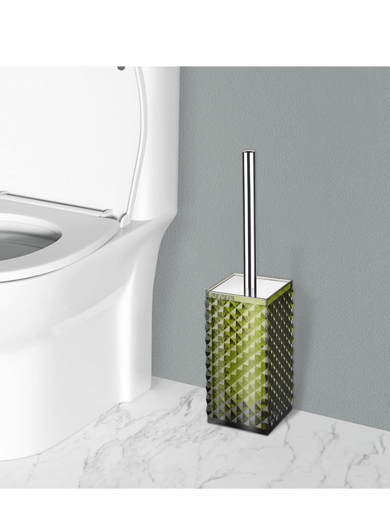 5PCs Glass Bathroom Accessories Set with Decorative Pressed Pattern - Includes Hand Soap Dispenser & Tumbler & Soap Dish & Toothbrush Holder Green