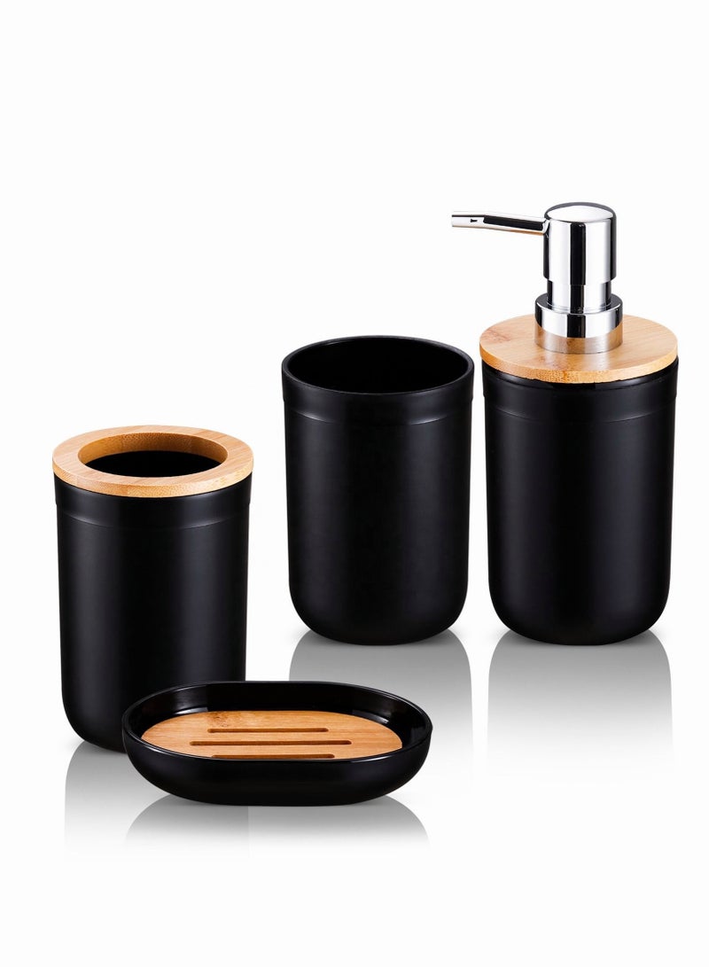 Bathroom Accessories Set 6 PCS Plastic Gift Set include Toothbrush Holder Toothbrush Cup Soap Dispenser Soap Dish Toilet Brush Holder Trash can