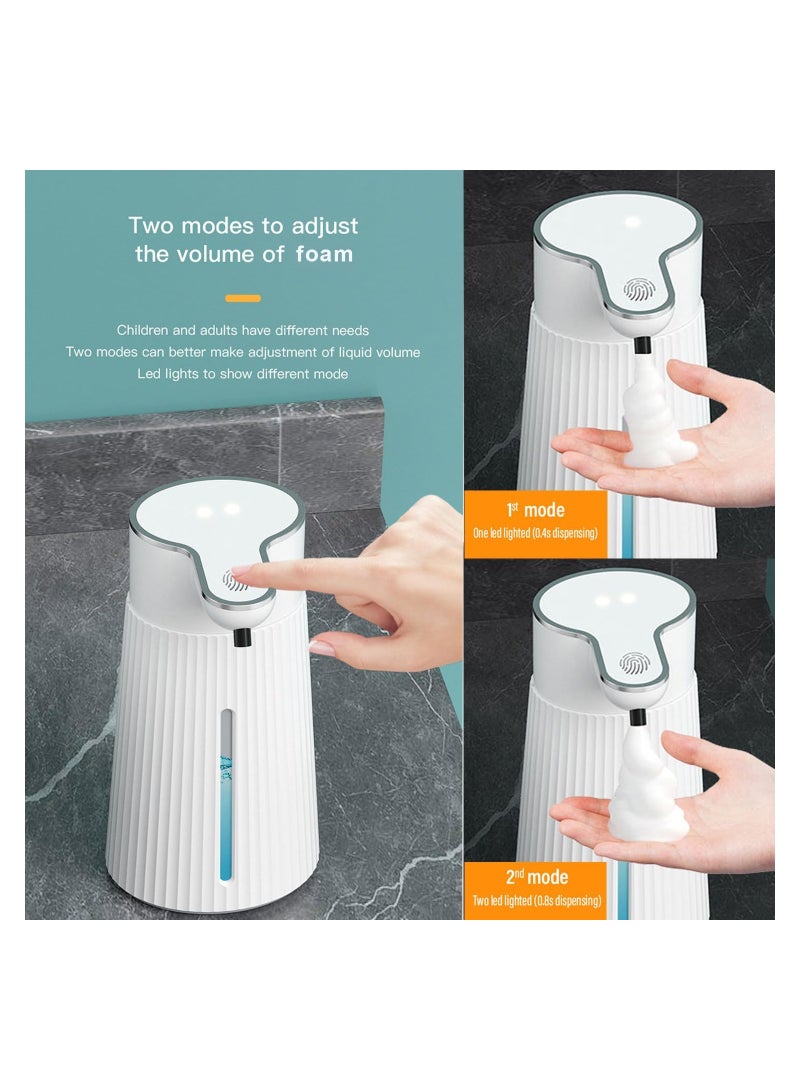 Automatic Foaming Soap Dispenser, Touchless Dish Soap Dispenser, 2 Level 13.5oz/400ML Adjustable Hand Soap Dispenser Wall Mount, Rechargeable Sensor Hand Sanitizer Dispenser for Bathroom Kitchen