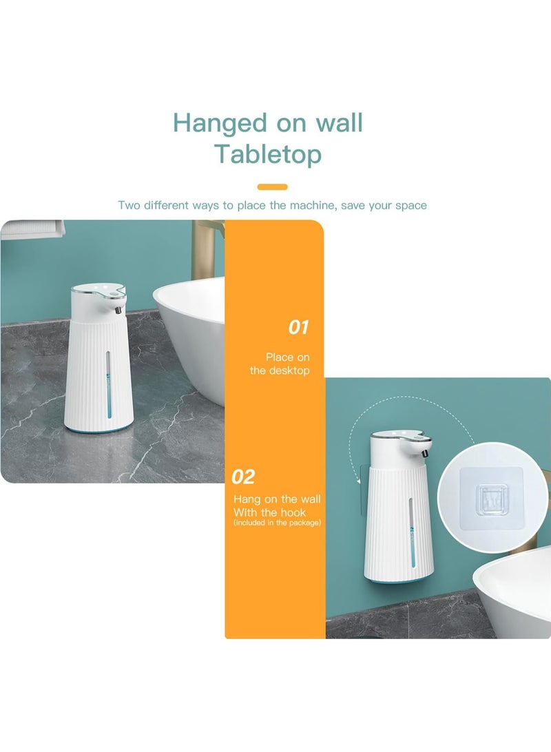 Automatic Foaming Soap Dispenser, Touchless Dish Soap Dispenser, 2 Level 13.5oz/400ML Adjustable Hand Soap Dispenser Wall Mount, Rechargeable Sensor Hand Sanitizer Dispenser for Bathroom Kitchen