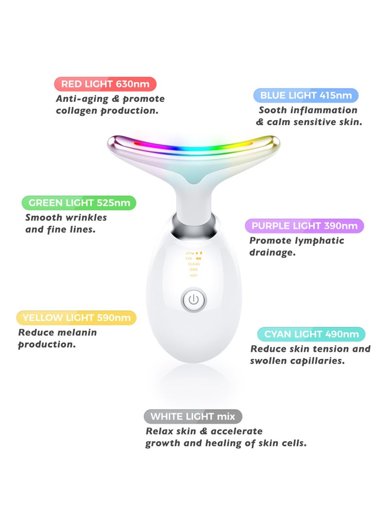 Facial Neck Lifting Machine Sonic Face Massager Beauty Device, Wrinkles Remover Skin Rejuvenation Anti-aging Rechargeable 3 Modes, White