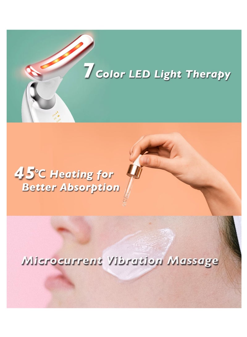 Facial Neck Lifting Machine Sonic Face Massager Beauty Device, Wrinkles Remover Skin Rejuvenation Anti-aging Rechargeable 3 Modes, White