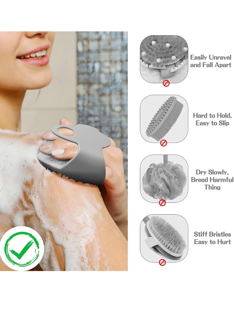 Silicone Body Scrubber, Multifunction Exfoliator Bath Brush for Use in Shower, Ergonomic No Slip Handle And Easier Product Foam