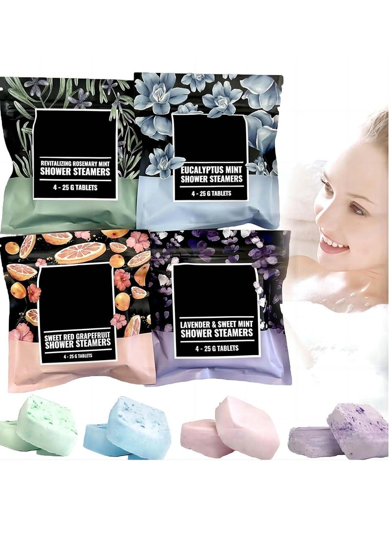 Swear Shower Steamers Set Variety Pack of 16 Shower Bombs with Essential Oils with Eucalyptus Rosemary Mint Shower Bombs Self Care and Relaxation Birthday Gifts for Women and Mom Four Scents