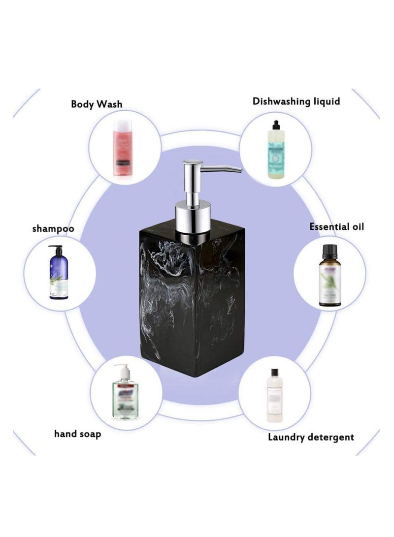 Soap Dispenser Black Marble Style with Rust Proof Pump, for Bathroom Kitchen Countertop Lotion & Liquid Dispenser Soap Hand Soap,17 oz