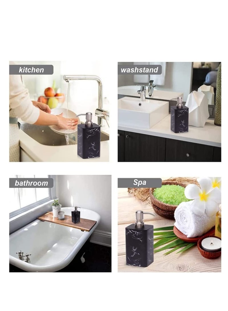 Soap Dispenser Black Marble Style with Rust Proof Pump, for Bathroom Kitchen Countertop Lotion & Liquid Dispenser Soap Hand Soap,17 oz