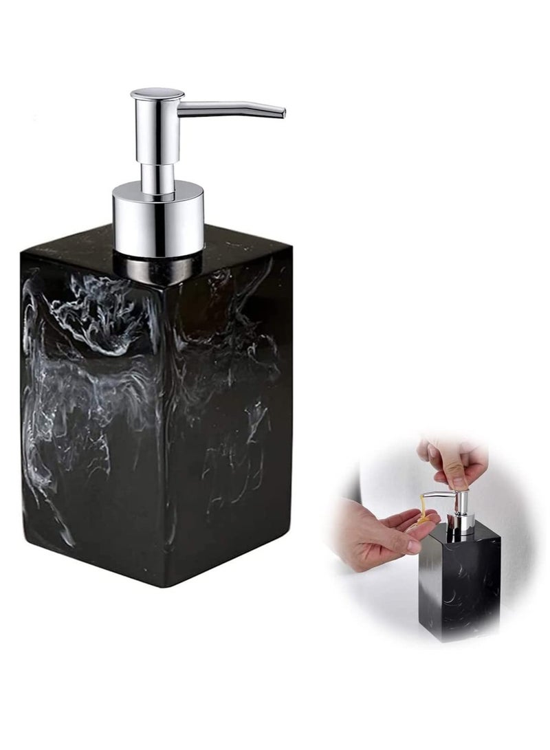 Soap Dispenser Black Marble Style with Rust Proof Pump, for Bathroom Kitchen Countertop Lotion & Liquid Dispenser Soap Hand Soap,17 oz