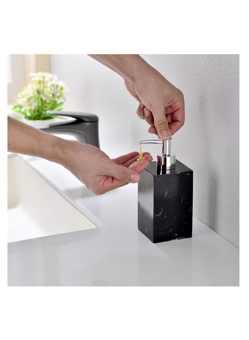 Soap Dispenser Black Marble Style with Rust Proof Pump, for Bathroom Kitchen Countertop Lotion & Liquid Dispenser Soap Hand Soap,17 oz