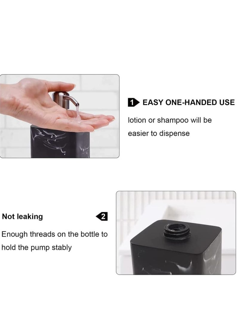 Soap Dispenser Black Marble Style with Rust Proof Pump, for Bathroom Kitchen Countertop Lotion & Liquid Dispenser Soap Hand Soap,17 oz