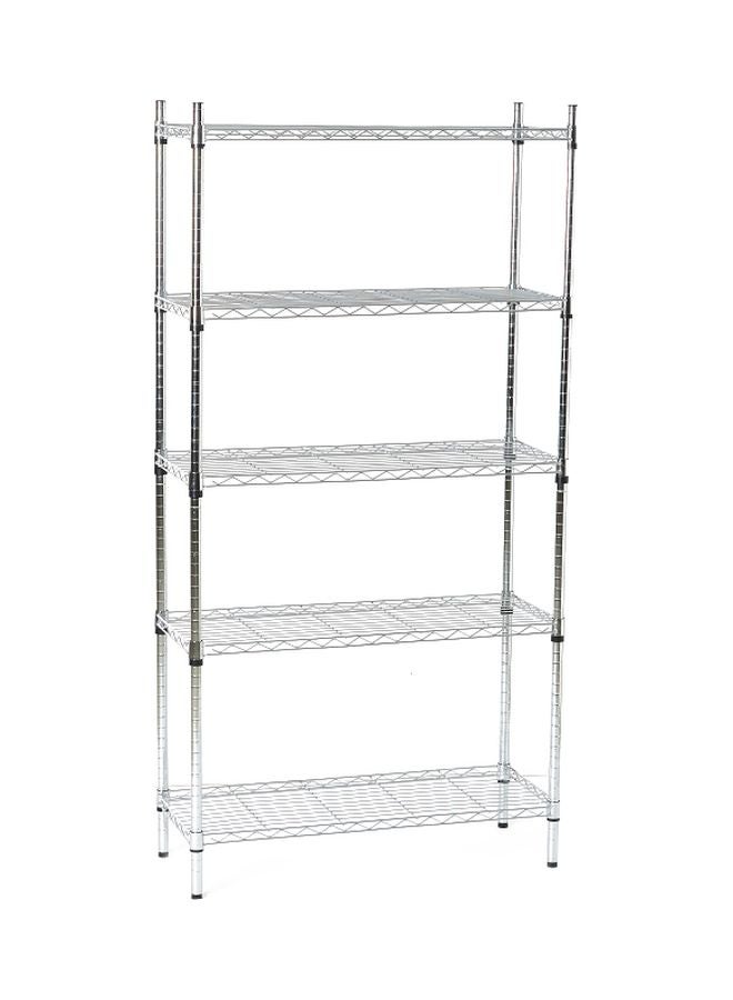 5-Tier Heavy Duty Wire Shelves Unit Silver 90x180x35cm