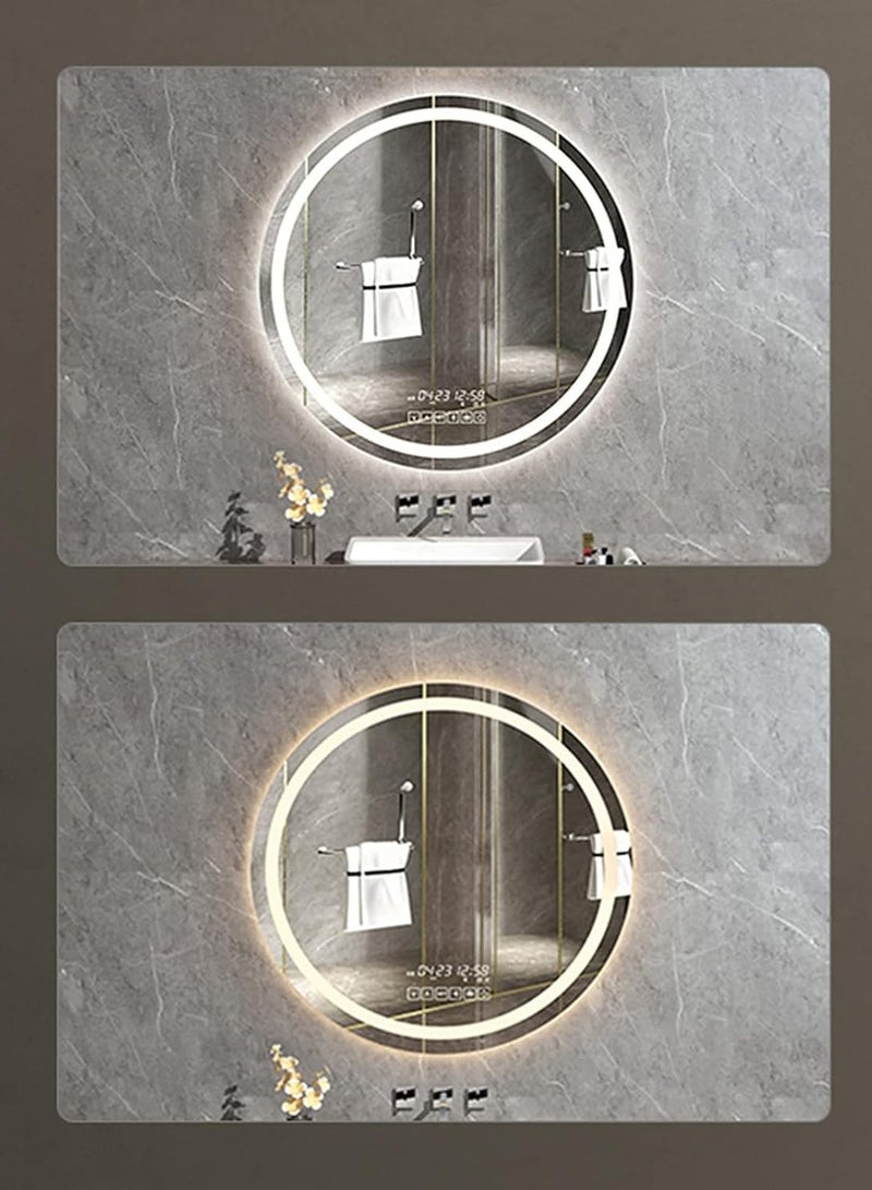 NOVA Round Frameless Bathroom Mirror, Wall Mounted Vanity Mirror, Dimmable,Anti-fog, Touch Sensor Switch, Illumated LED Lighted Makeup and Shaving Mirrors (Color : 3 light, Size : 70 * 70cm)