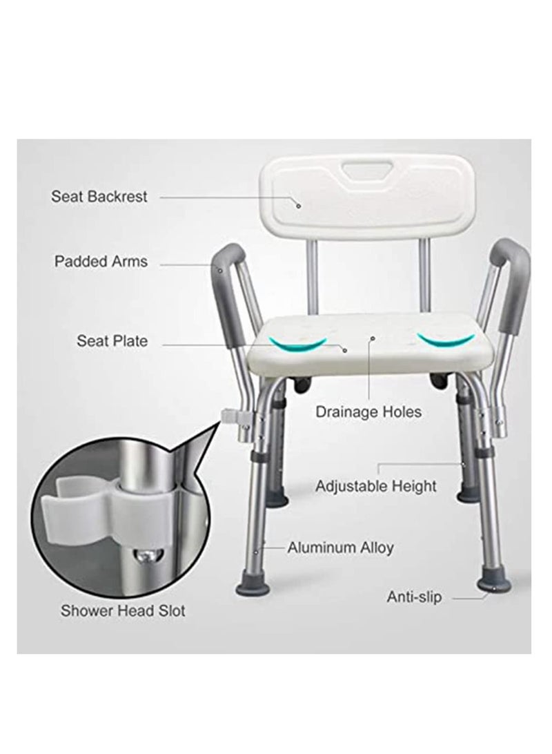 COOLBABY Shower Stool With Armrests Height-Adjustable Bathtub Shower Chair Suitable for Patients Elderly Children Disabled People (Excluding Nozzles)