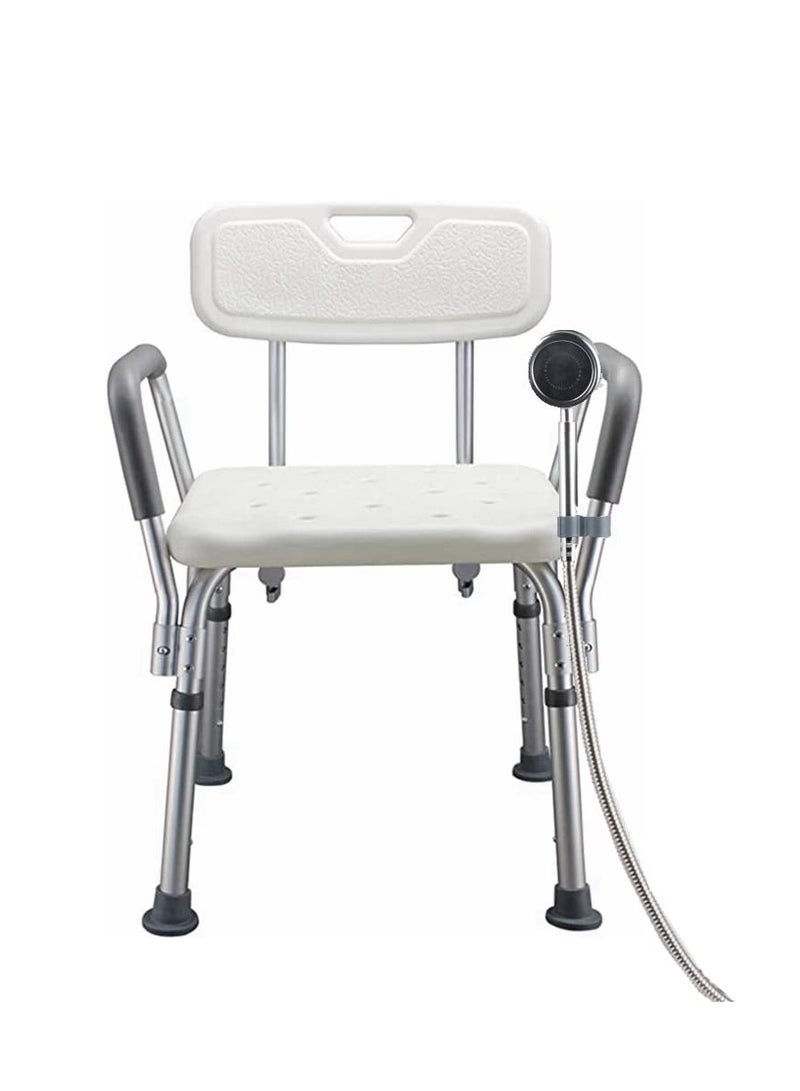 COOLBABY Shower Stool With Armrests Height-Adjustable Bathtub Shower Chair Suitable for Patients Elderly Children Disabled People (Excluding Nozzles)