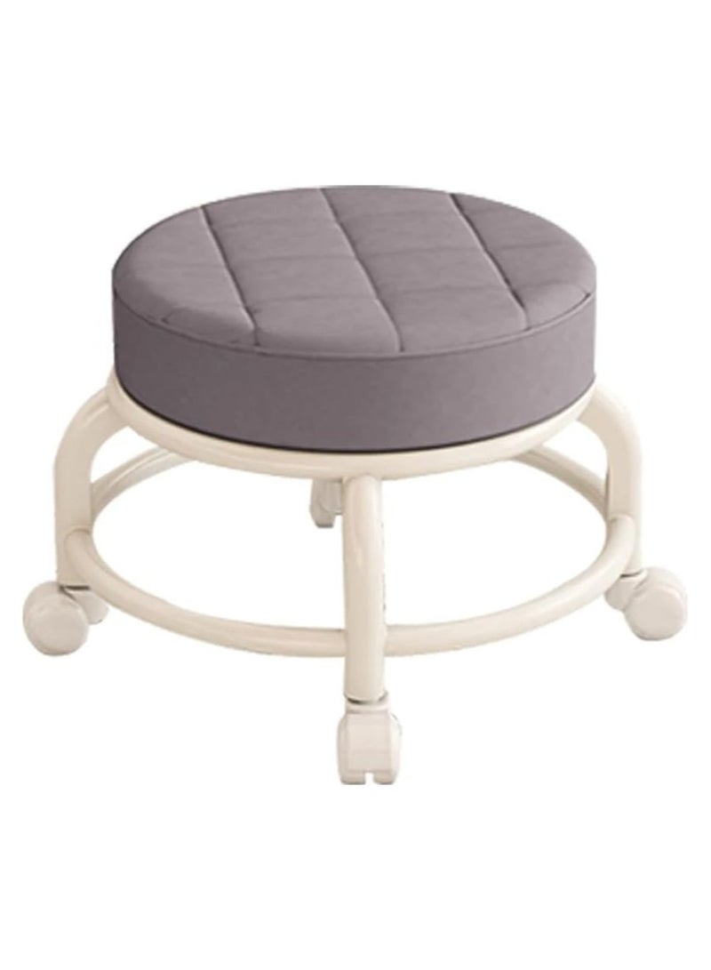 Yameem Leather Rolling Stool: Effortless Mobility for Kitchen, Garden, or Shoe Changing (Color May Vary)