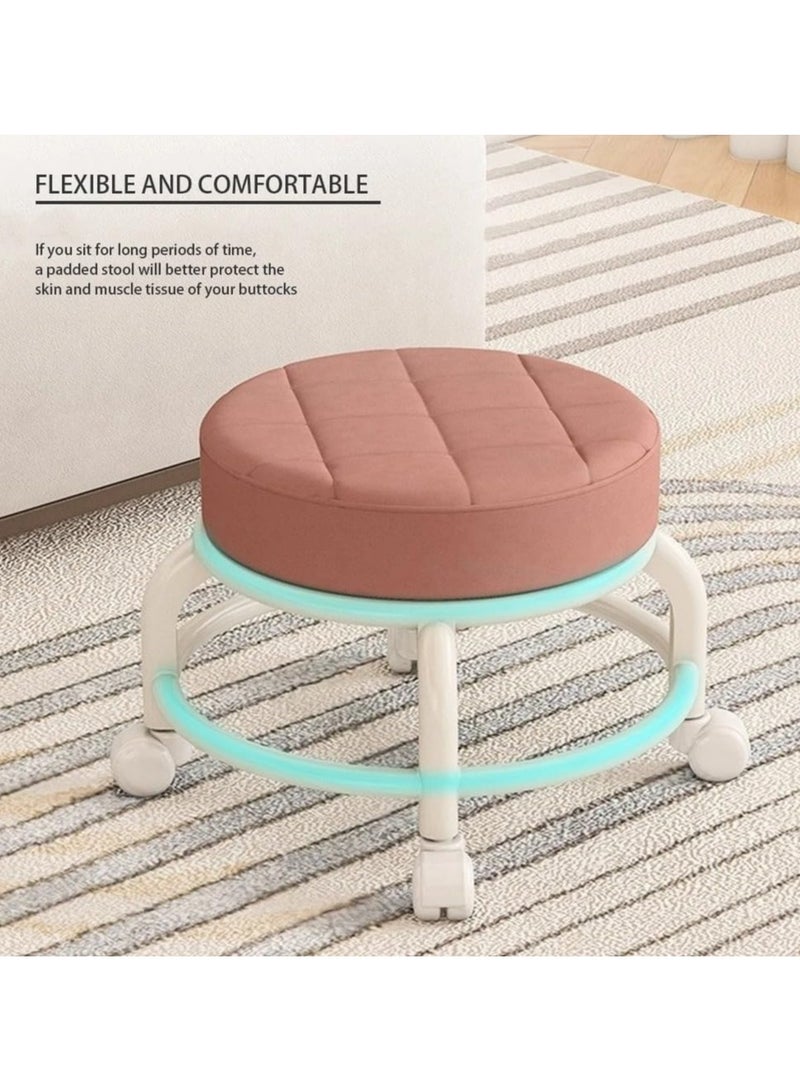 Yameem Leather Rolling Stool: Effortless Mobility for Kitchen, Garden, or Shoe Changing (Color May Vary)