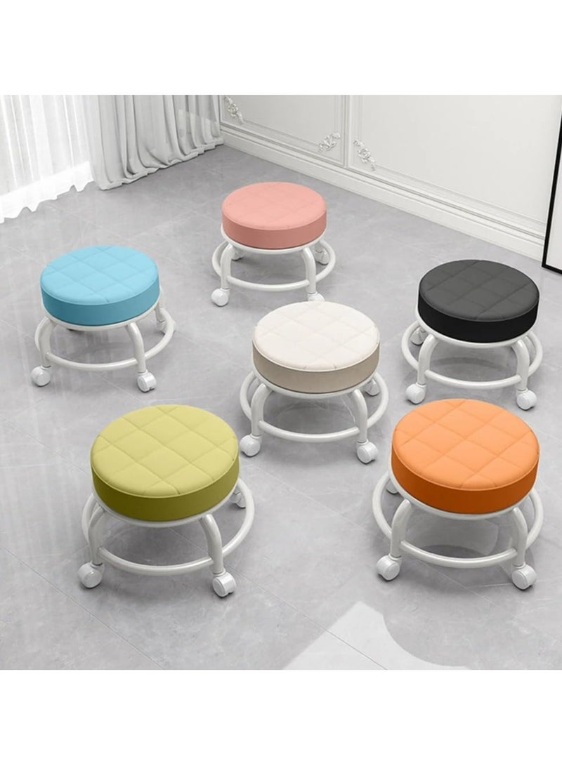 Yameem Leather Rolling Stool: Effortless Mobility for Kitchen, Garden, or Shoe Changing (Color May Vary)