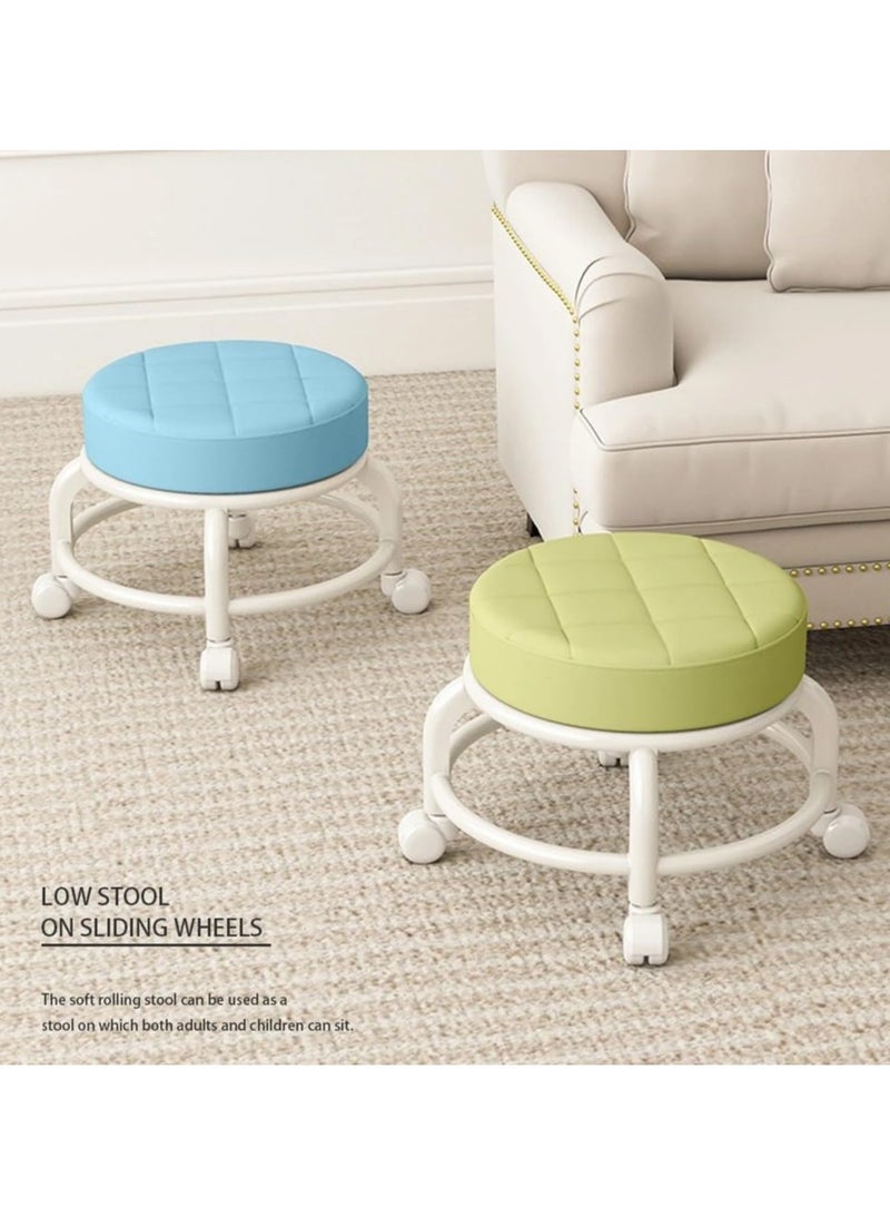 Yameem Leather Rolling Stool: Effortless Mobility for Kitchen, Garden, or Shoe Changing (Color May Vary)