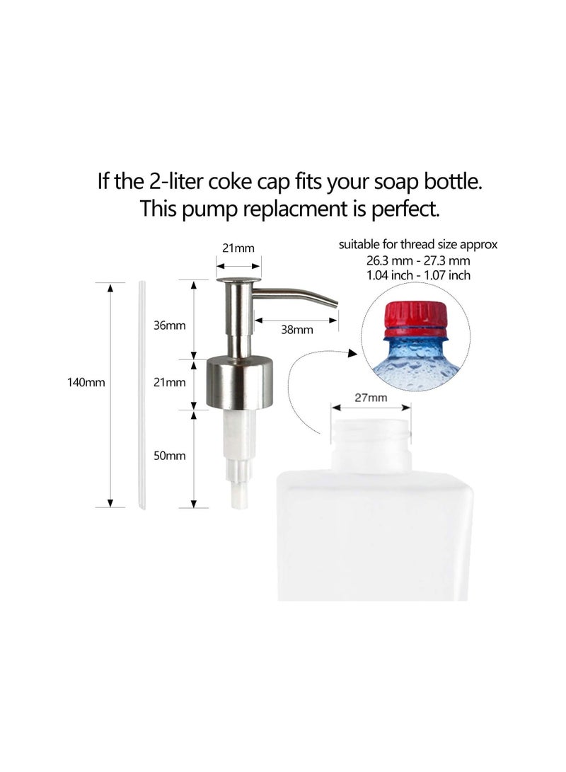 Soap Dispenser Pump Replacement   304 Rust Proof Stainless Steel Soap Pumps Replacement for Your Bottles Fit Standard 8oz or 16oz Round 28or400 Neck Bottles2 Pack Steel