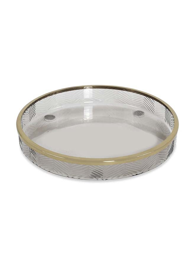 Chevron Amenity Tray, Smoke & Gold - 25 cm