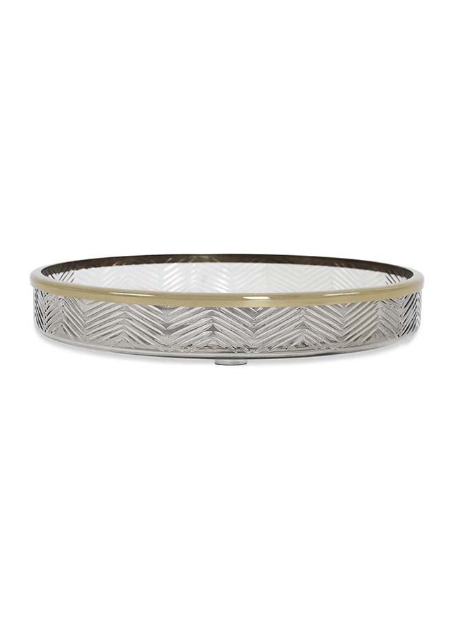 Chevron Amenity Tray, Smoke & Gold - 25 cm