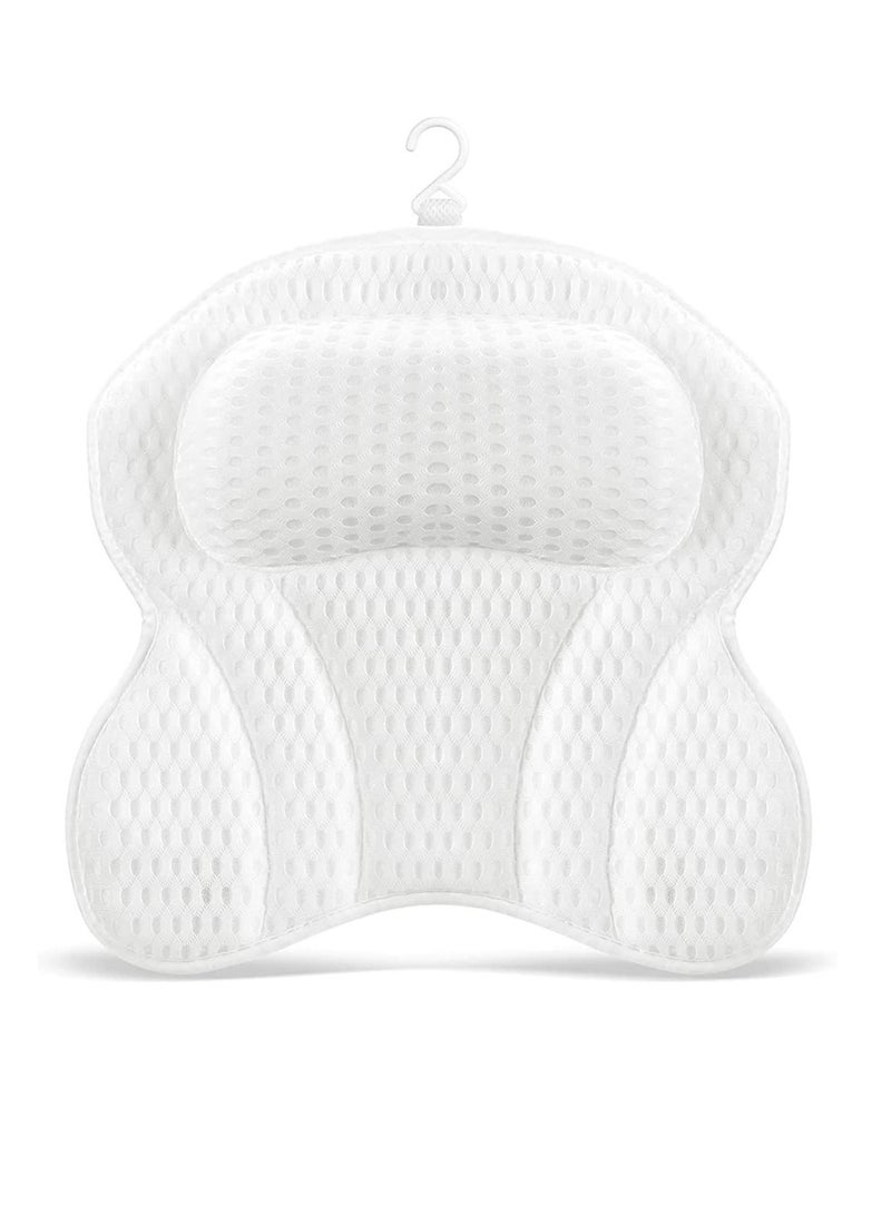 Bath Pillow, 4D Air Mesh Spa Bathtub Cushion with Head, Neck, Shoulder, Back Support, 6 Non-Slip Strong Suction Cups and Extra Thick, Fits Most Tub, Hot Jacuzzi