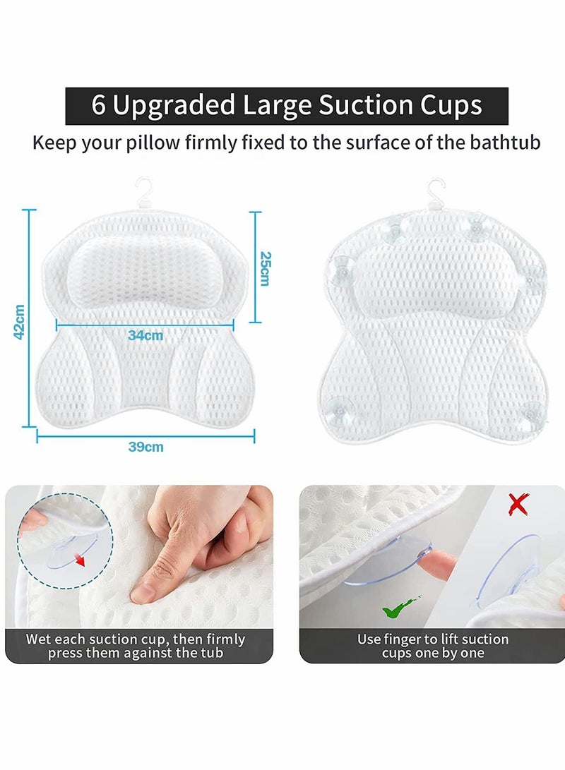 Bath Pillows, 4D SPA Air Mesh Bathtub Pillows for Tub, Shower Head Neck Shoulder